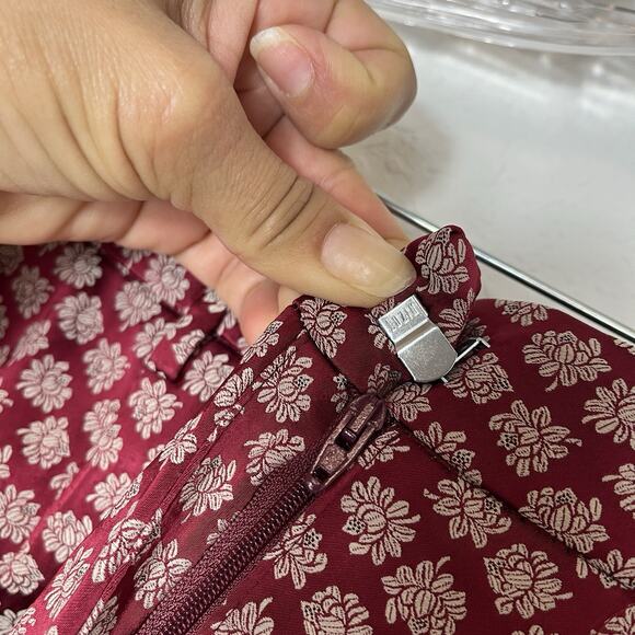 Etro trousers Micro Jacquard Motif flowers all over Burgundy size IT 46/US 10-L - Picture 4 of 11